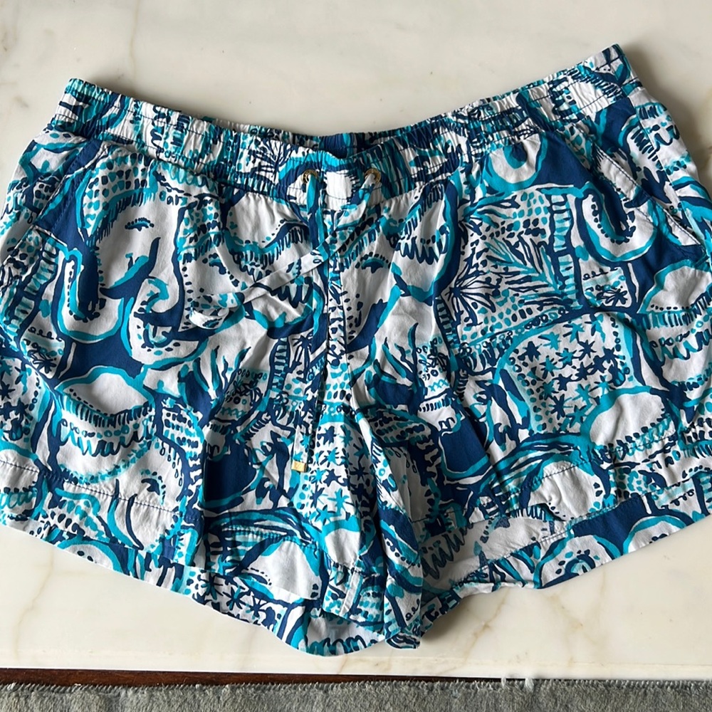 Lilly Pulitzer Blue and White Elephant Print Shorts